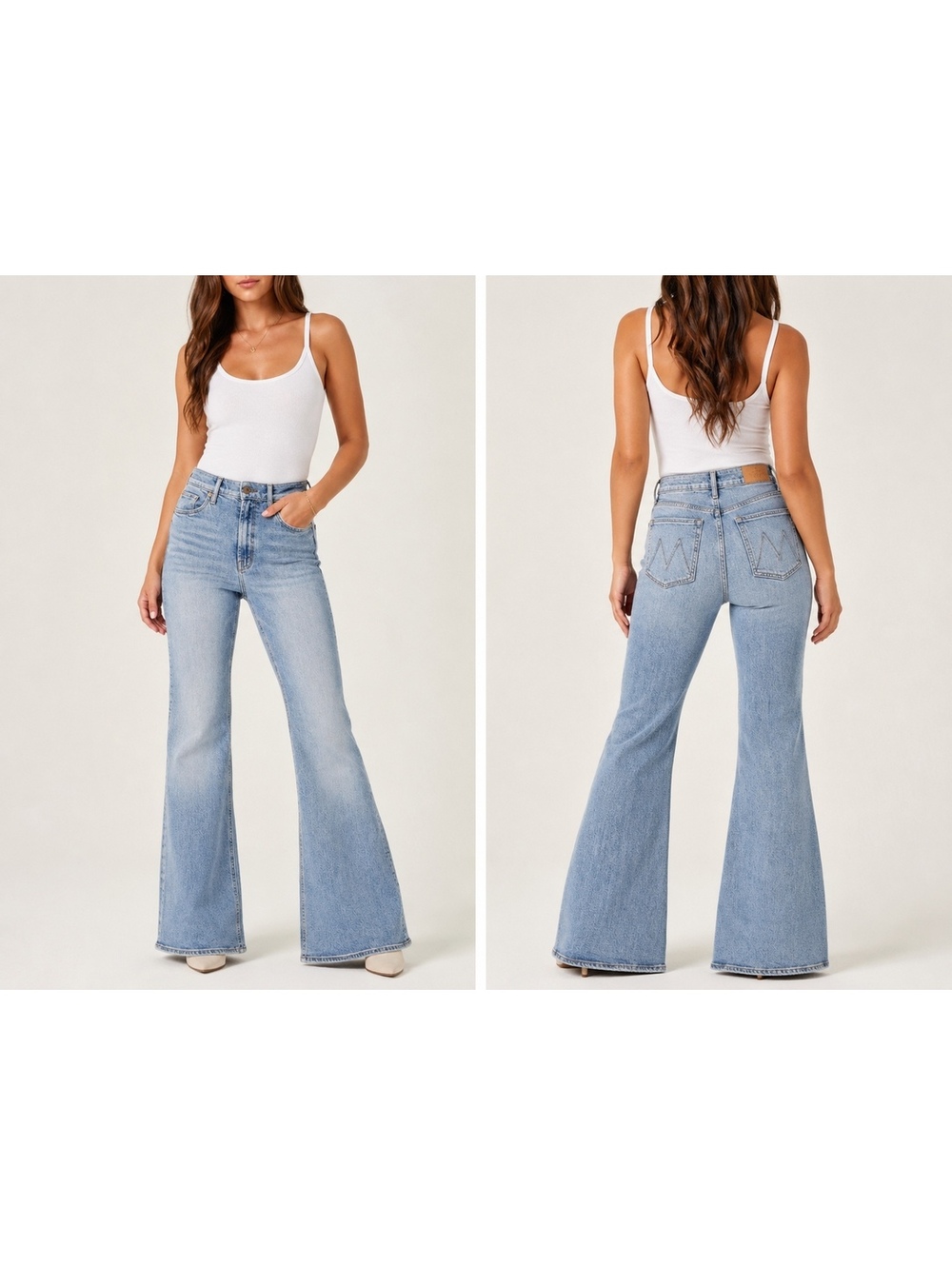 Mother $288 “The Doozy” Woman’s 28 High RisenLight Wash Flared Jeans